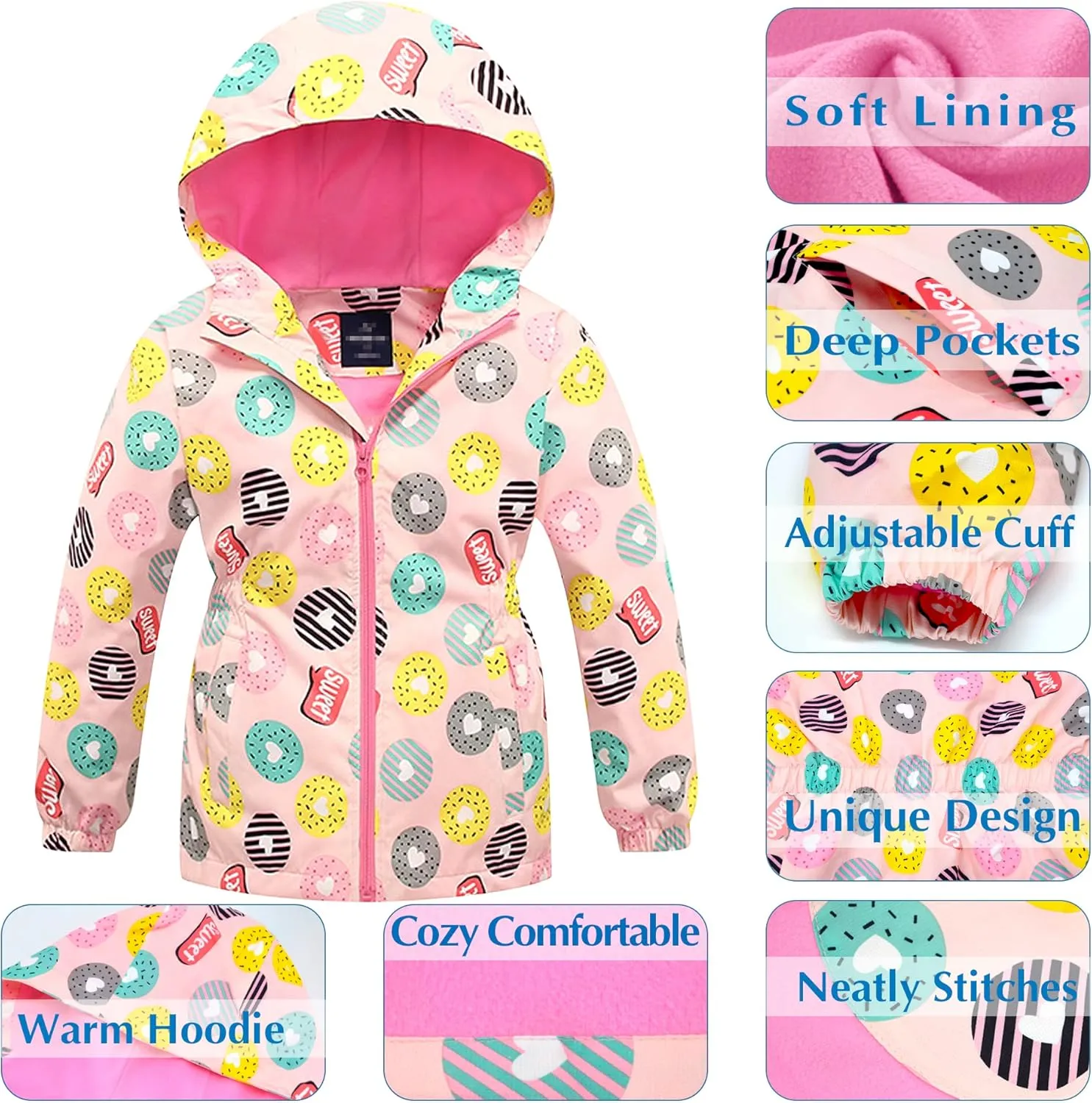 Sport Specific Clothing Hooded Girls Windproof Jacket Hiking Outdoor Recreation Coats Zip Up Kids Trench Outerwear