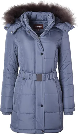 Sportoli Jackets for Women Down Alternative Parka Longer Winter Puffer Coat with Fur Hood