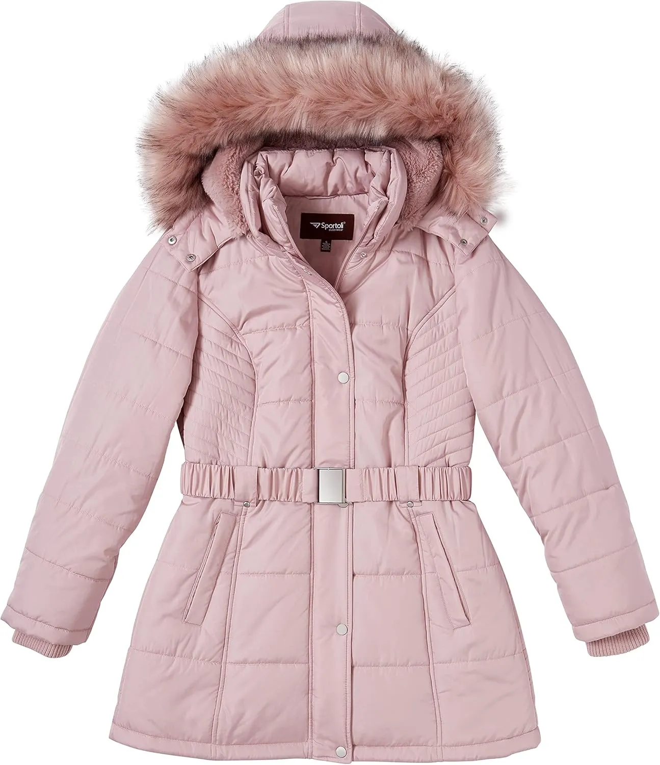 Sportoli Jackets for Women Down Alternative Parka Longer Winter Puffer Coat with Fur Hood
