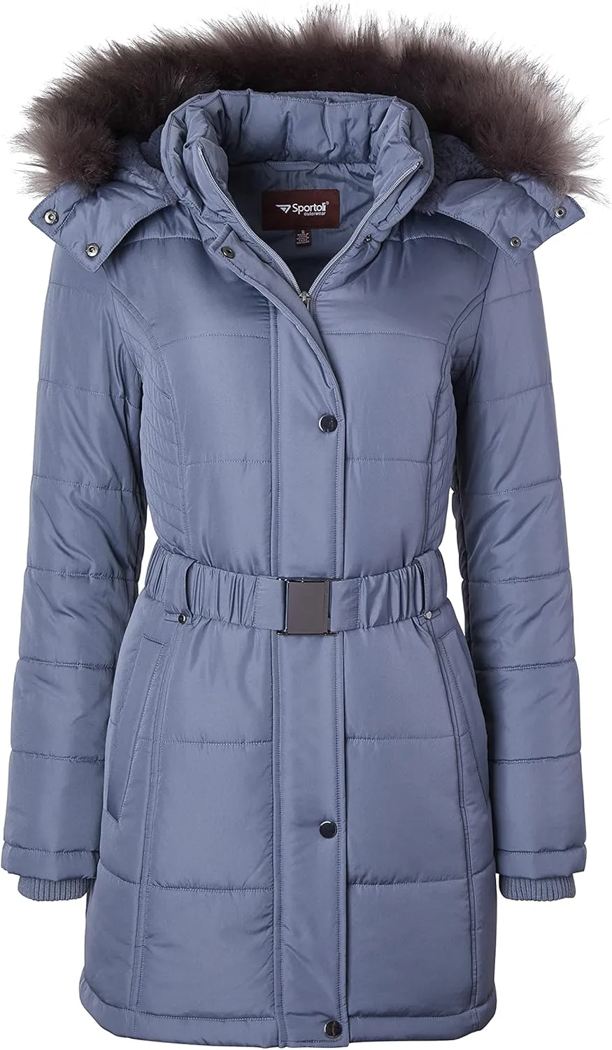 Sportoli Jackets for Women Down Alternative Parka Longer Winter Puffer Coat with Fur Hood