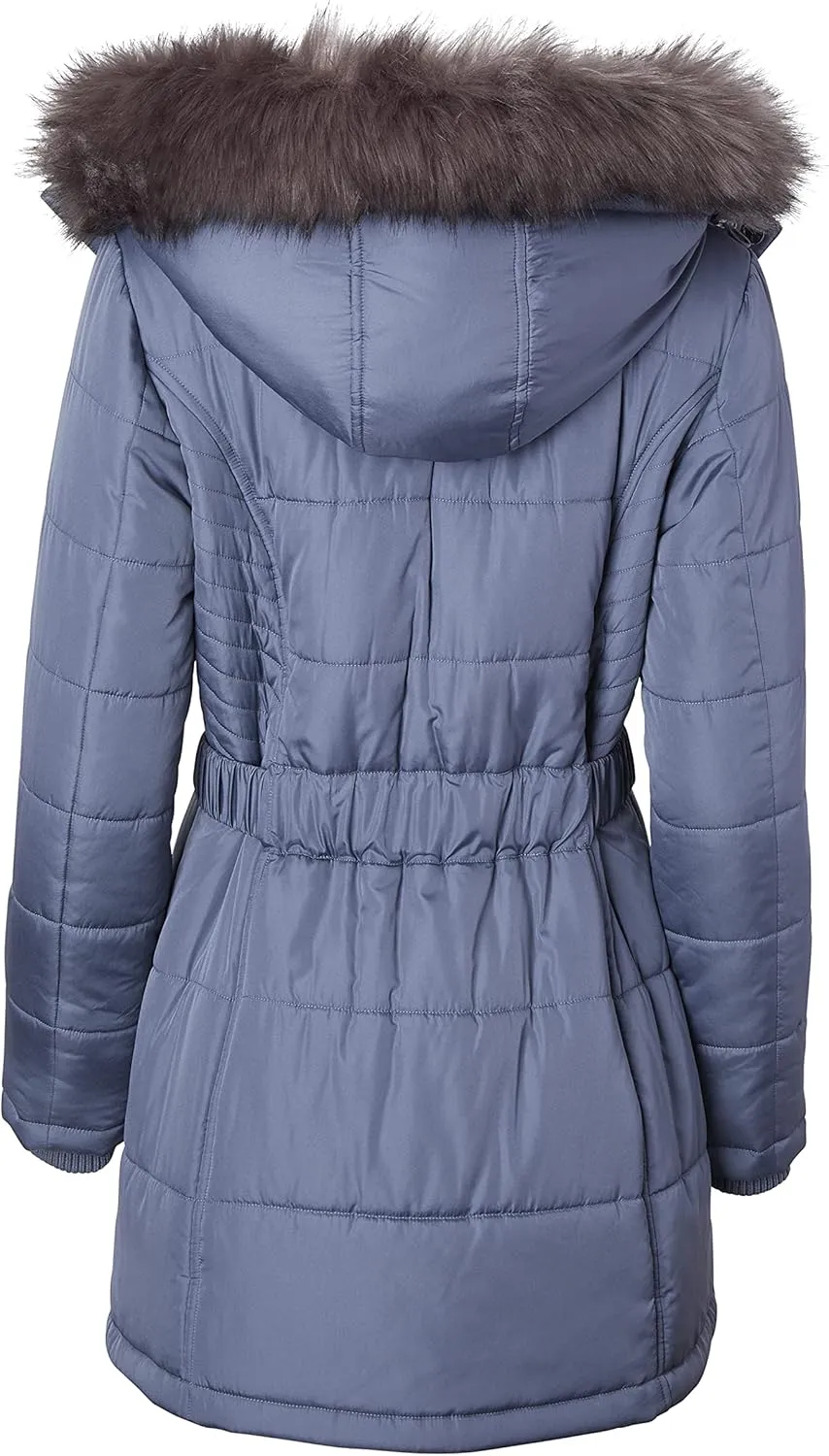 Sportoli Jackets for Women Down Alternative Parka Longer Winter Puffer Coat with Fur Hood