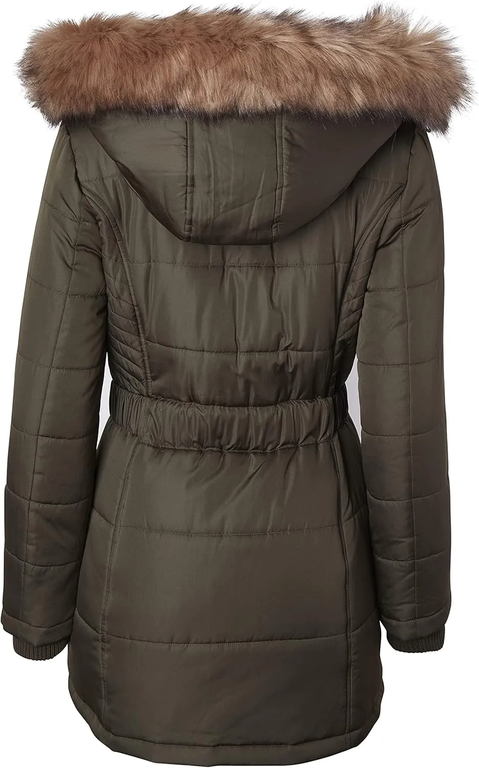 Sportoli Jackets for Women Down Alternative Parka Longer Winter Puffer Coat with Fur Hood
