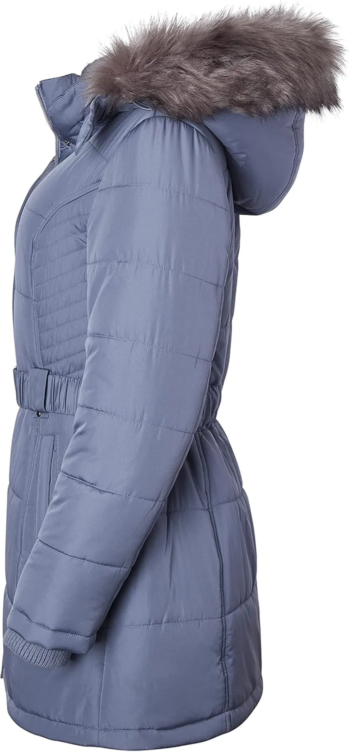 Sportoli Jackets for Women Down Alternative Parka Longer Winter Puffer Coat with Fur Hood