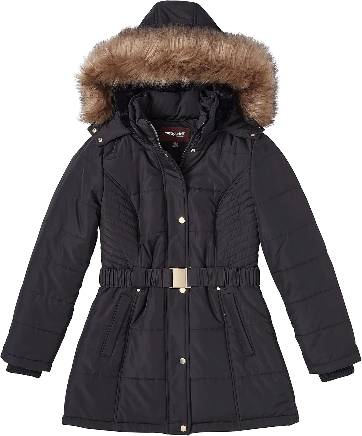 Sportoli Jackets for Women Down Alternative Parka Longer Winter Puffer Coat with Fur Hood