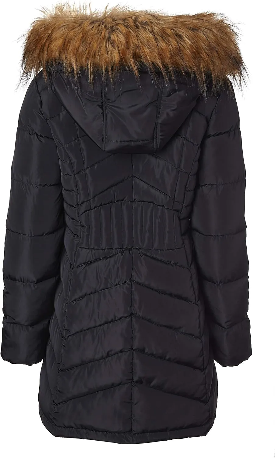 Sportoli Women Long Quilted Down Alternative Plush Lined Puffer Jacket Coat Fur Trim Hood