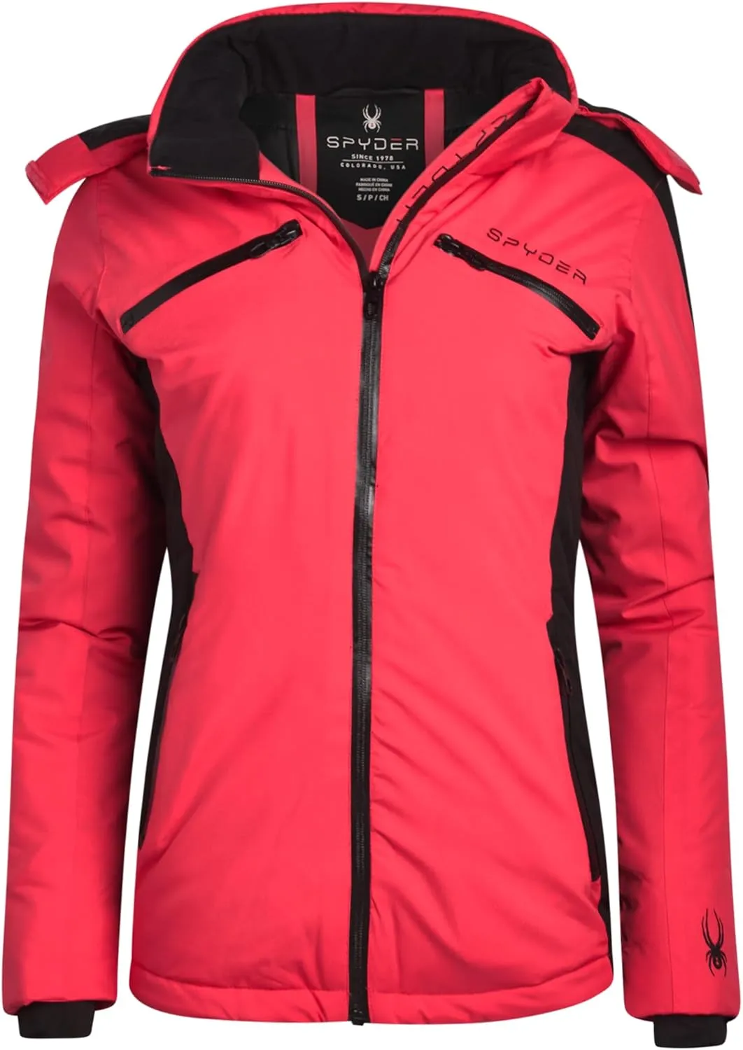 Spyder Women's Snow Jacket - Color Block Quilted Weatherproof Winter Ski Jacket for Women with Detachable Hood (Sizes: S-XL)