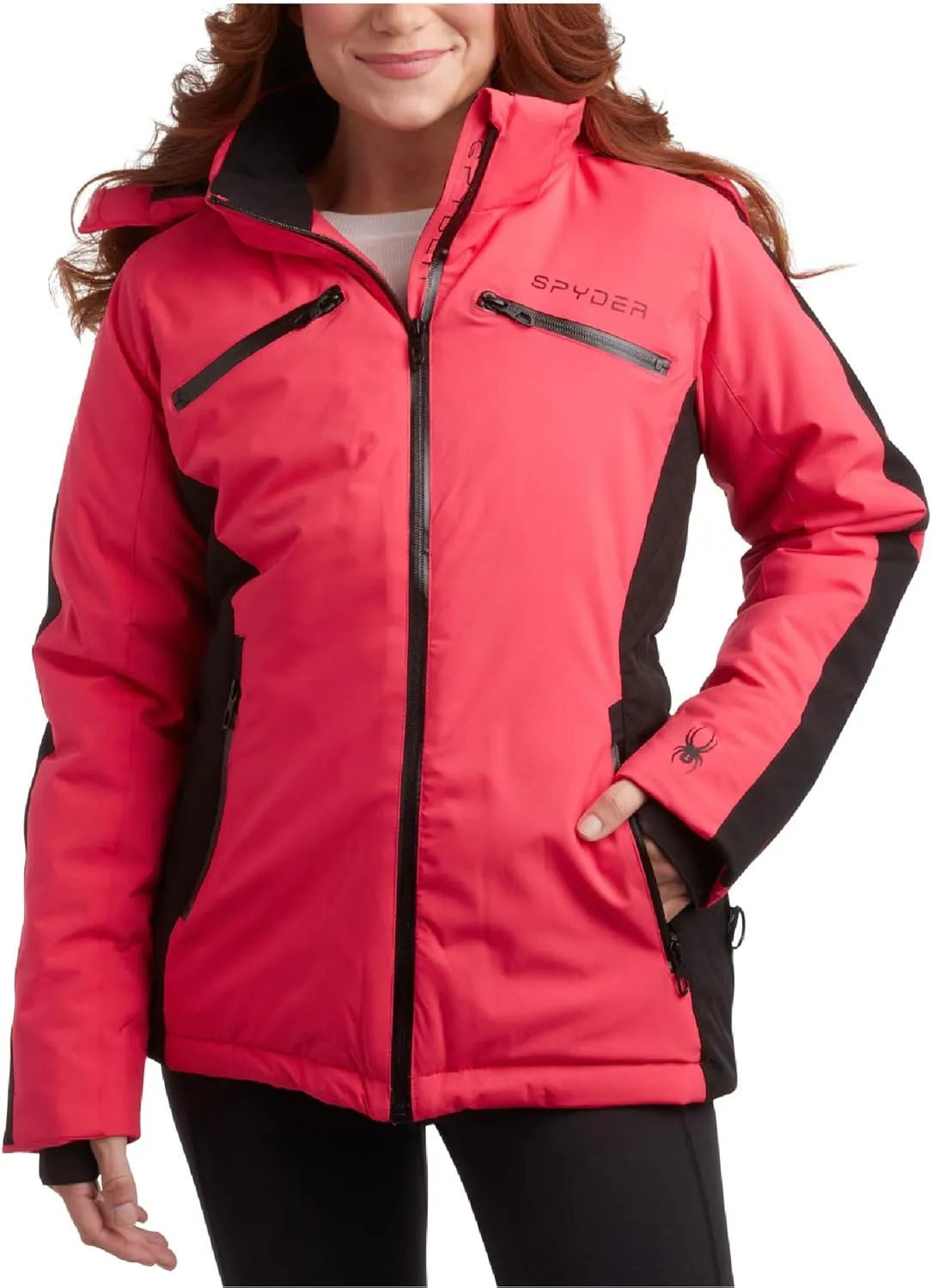 Spyder Women's Snow Jacket - Color Block Quilted Weatherproof Winter Ski Jacket for Women with Detachable Hood (Sizes: S-XL)
