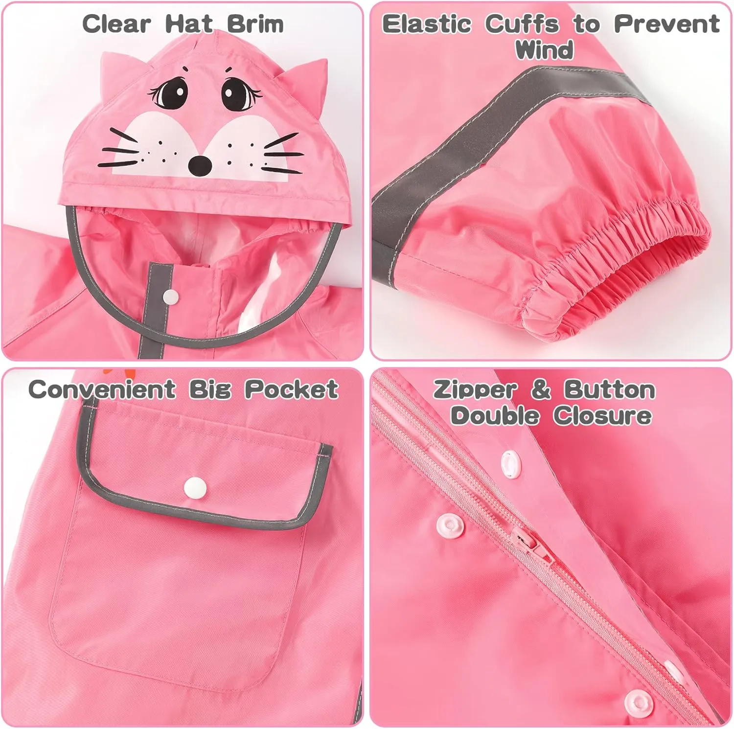 SSAWcasa Rain Poncho Kids, Toddler Girls Boys Rain Jacket Coat with Hood, Children Baby Raincoat Rainwear Gear Outerwear