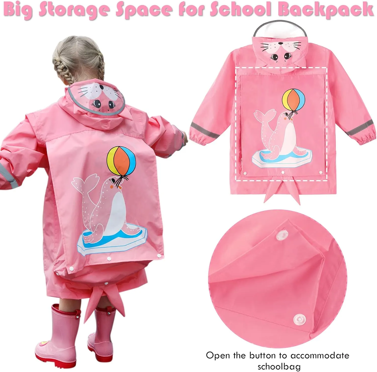 SSAWcasa Rain Poncho Kids, Toddler Girls Boys Rain Jacket Coat with Hood, Children Baby Raincoat Rainwear Gear Outerwear