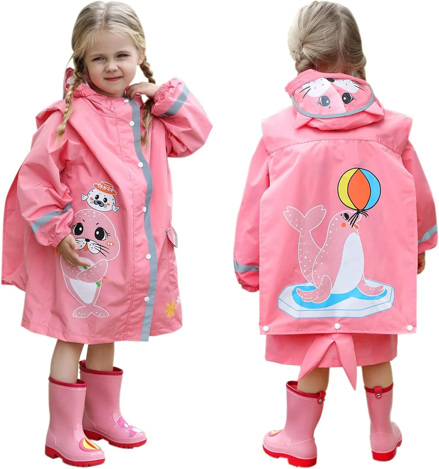 SSAWcasa Rain Poncho Kids, Toddler Girls Boys Rain Jacket Coat with Hood, Children Baby Raincoat Rainwear Gear Outerwear
