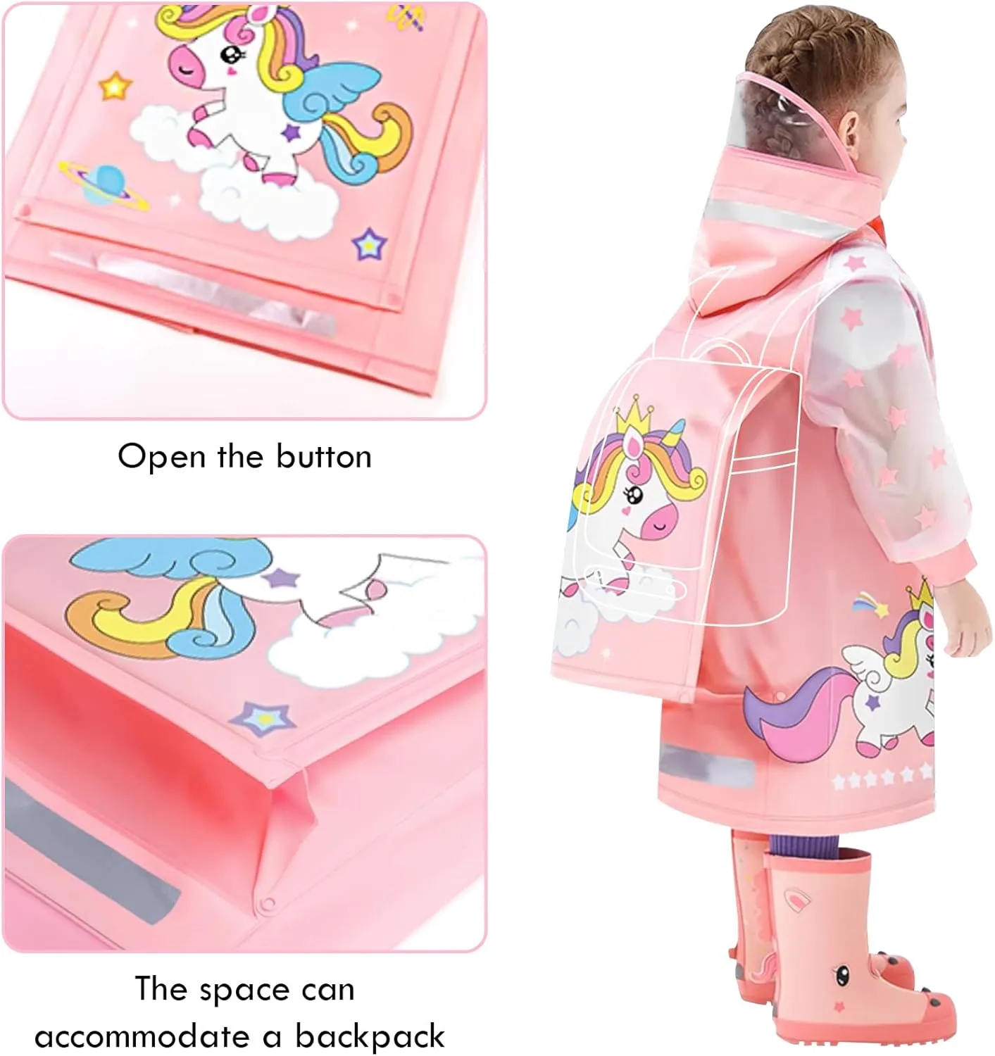 SSAWcasa Toddler Rain Jacket Girls, Kids Rain Poncho Coat with Hood, Children Baby Boys Raincoat Rainwear Gear Outerwear