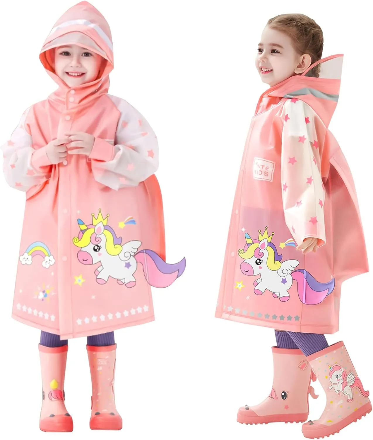 SSAWcasa Toddler Rain Jacket Girls, Kids Rain Poncho Coat with Hood, Children Baby Boys Raincoat Rainwear Gear Outerwear