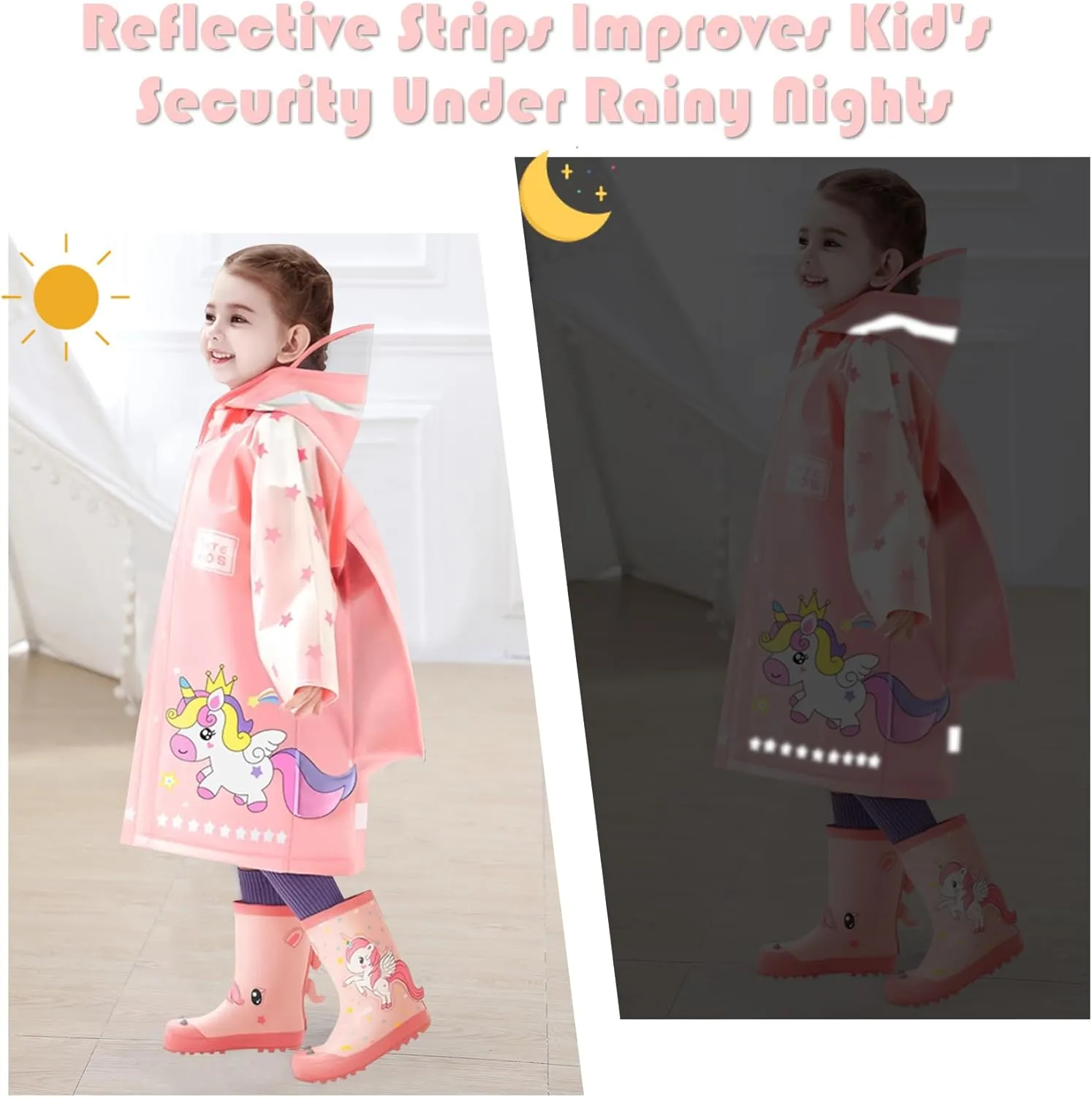 SSAWcasa Toddler Rain Jacket Girls, Kids Rain Poncho Coat with Hood, Children Baby Boys Raincoat Rainwear Gear Outerwear