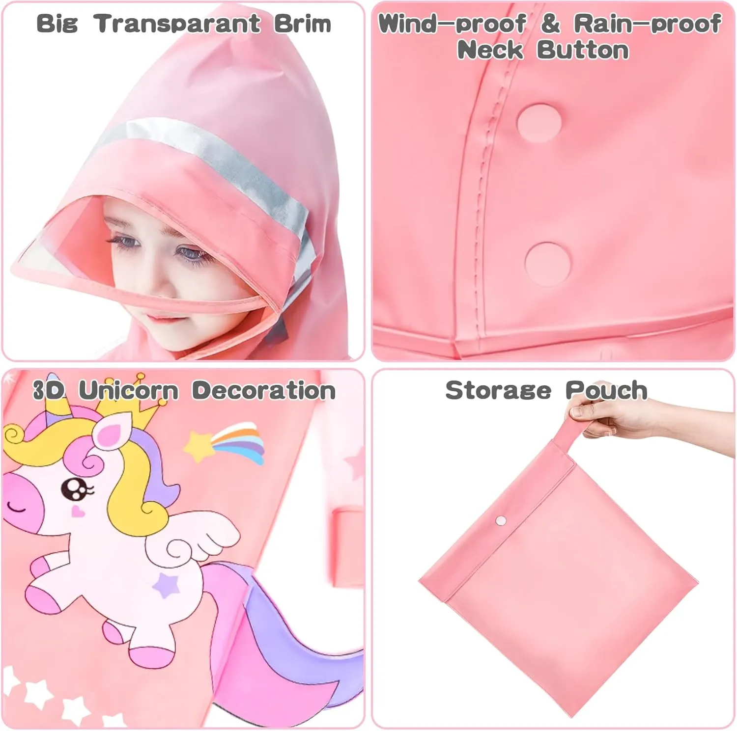 SSAWcasa Toddler Rain Jacket Girls, Kids Rain Poncho Coat with Hood, Children Baby Boys Raincoat Rainwear Gear Outerwear
