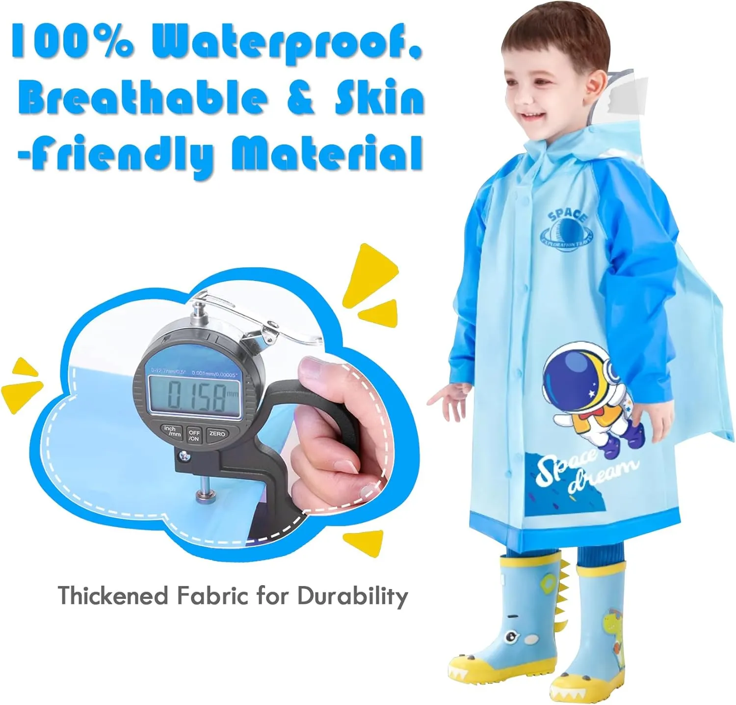 SSAWcasa Toddler Rain Jacket Girls, Kids Rain Poncho Coat with Hood, Children Baby Boys Raincoat Rainwear Gear Outerwear
