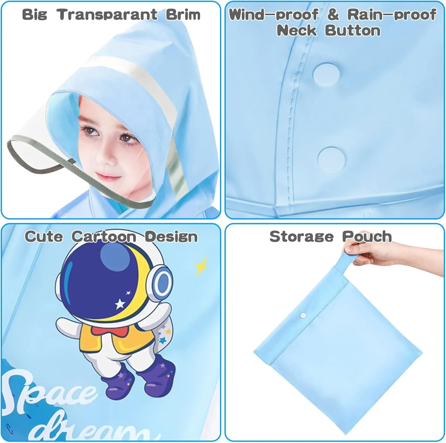 SSAWcasa Toddler Rain Jacket Girls, Kids Rain Poncho Coat with Hood, Children Baby Boys Raincoat Rainwear Gear Outerwear