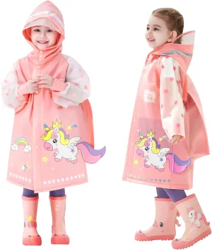 SSAWcasa Toddler Rain Jacket Girls, Kids Rain Poncho Coat with Hood, Children Baby Boys Raincoat Rainwear Gear Outerwear