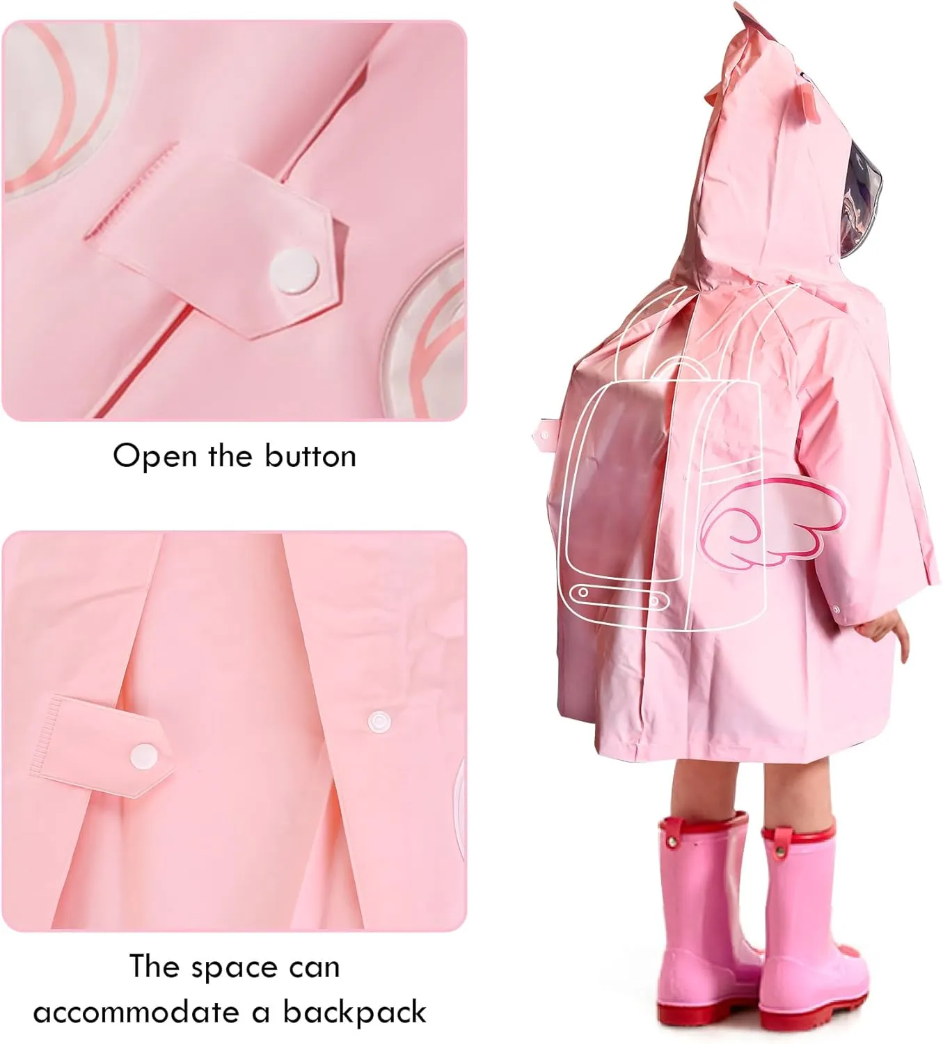 SSAWcasa Toddler Rain Jacket, Girls Unicorn Rain Poncho Coat Kids with Hood, Children Baby Raincoat Rainwear Gear Outerwear