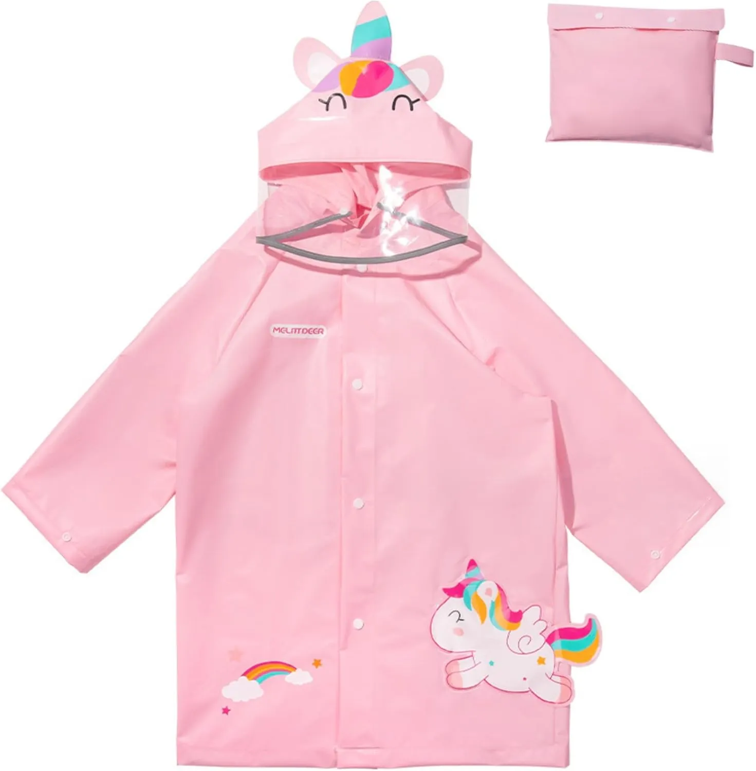 SSAWcasa Toddler Rain Jacket, Girls Unicorn Rain Poncho Coat Kids with Hood, Children Baby Raincoat Rainwear Gear Outerwear