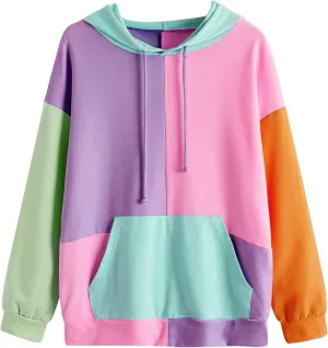 SweatyRocks Womens Long Sleeve Floral Print Pullover Hoodie Sweatshirt Tops