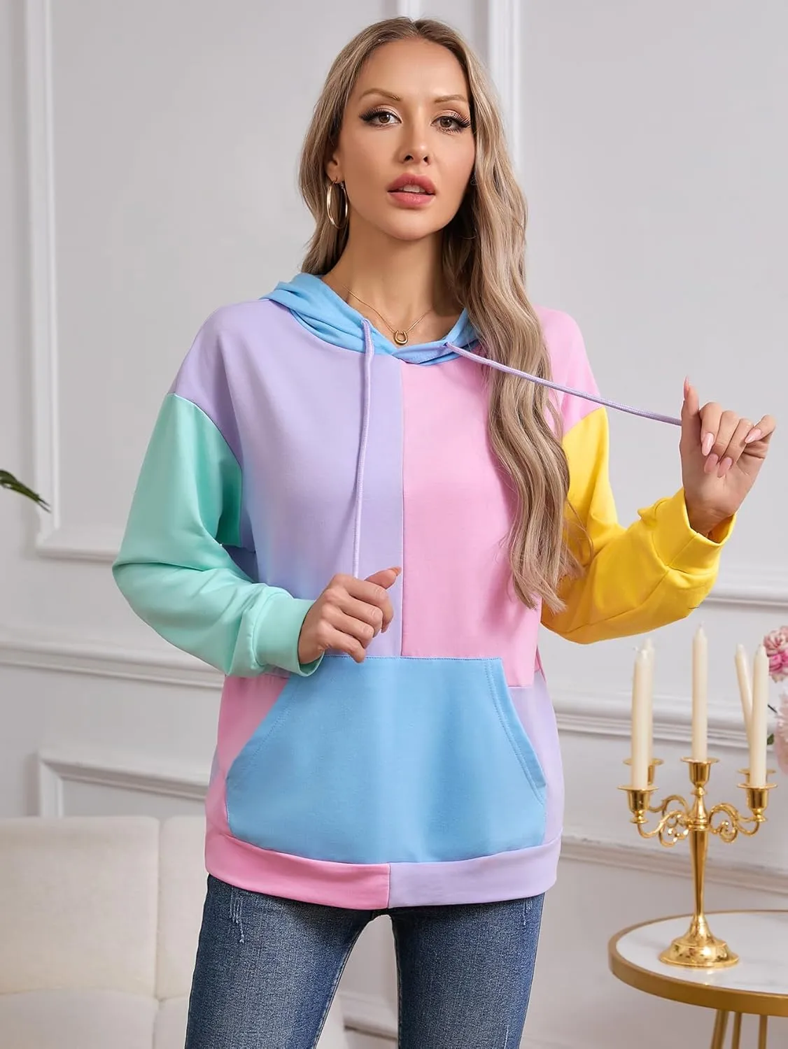 SweatyRocks Womens Long Sleeve Floral Print Pullover Hoodie Sweatshirt Tops
