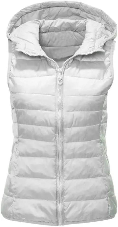 SWEPER Women'S Down Vest - Winter Womens Slim Fit Hooded Outerwear Sleeveless Hooded Jackets Cotton-Padded Warm Color