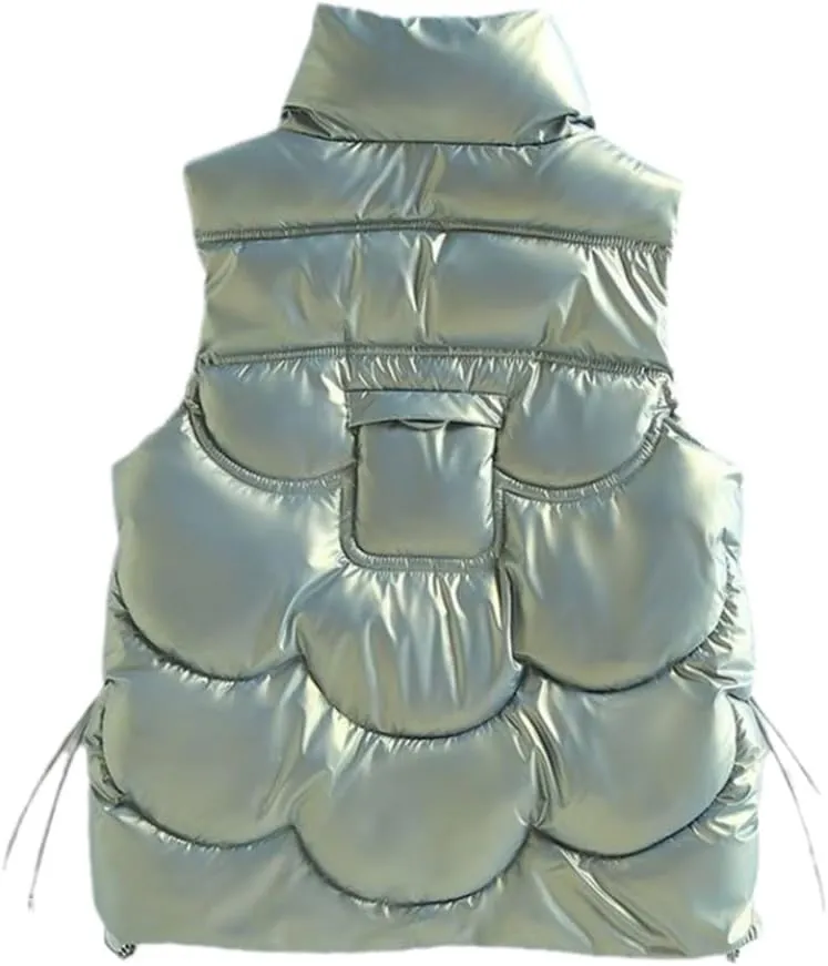 SWEPER Women'S Down Vest - Women Winter Vests Cotton Padded Sleeveless Coat Female Waterproof Waistcoat Student Short Vest