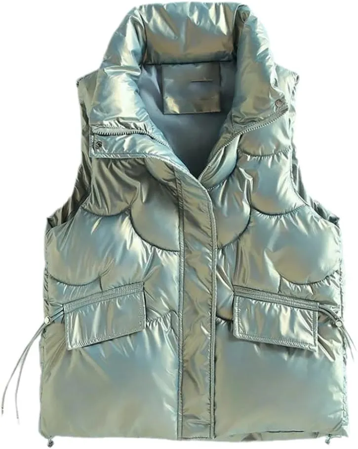 SWEPER Women'S Down Vest - Women Winter Vests Cotton Padded Sleeveless Coat Female Waterproof Waistcoat Student Short Vest