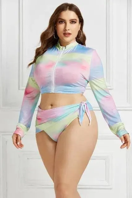 Swimsuit Geometric Print Plus Size