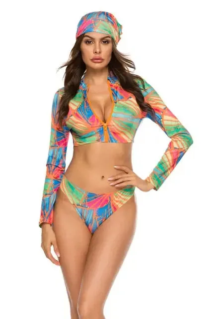 Swimsuit Geometric Print Plus Size