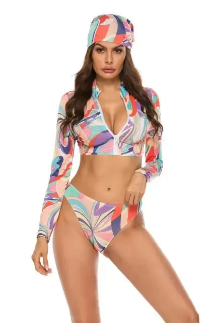 Swimsuit Geometric Print Plus Size