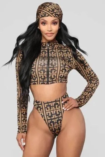 Swimsuit Geometric Print Plus Size