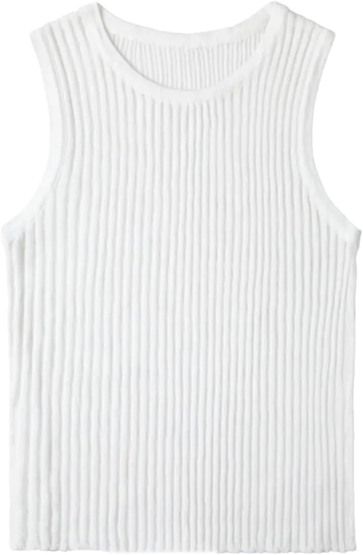 Tank Top for Women Wool Solid Tanks Striped Through Hollow Out Women Tops Sleeveless Elastic Tops