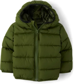 The Children's Place Baby and Toddler Boys' Medium Weight Wind-Resistant, Water-Resistant Puffer Jacket