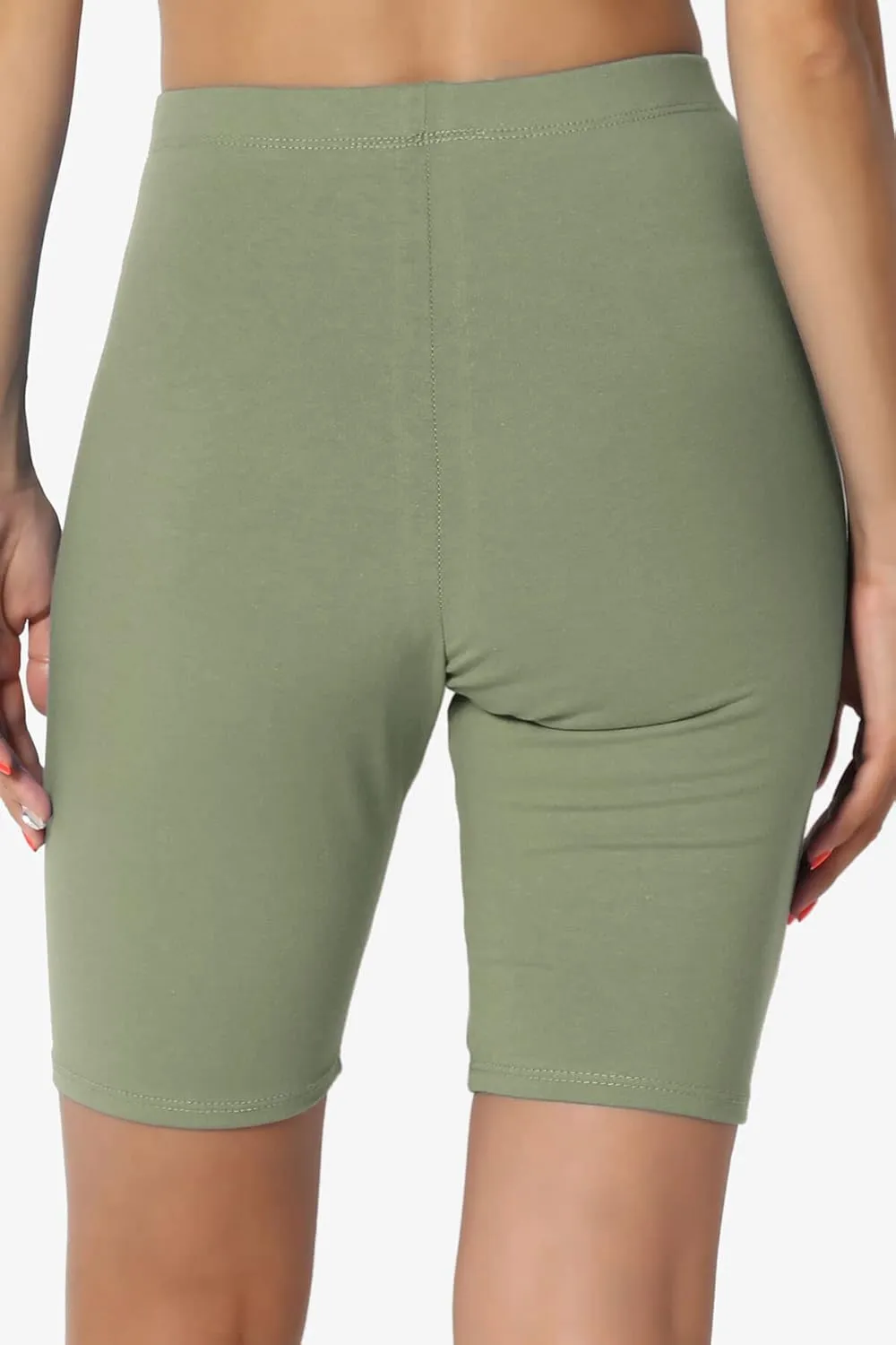 TheMogan Women's Mid Thigh Stretch Cotton Span High Waist Active Basic Short Leggings