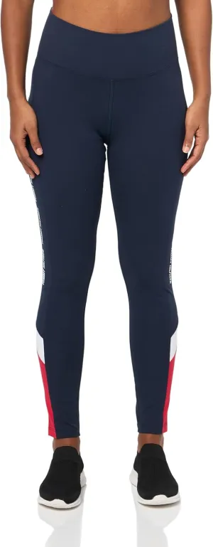 Tommy Hilfiger Women's Printed Color Block Detail Full Length High Rise Logo Legging