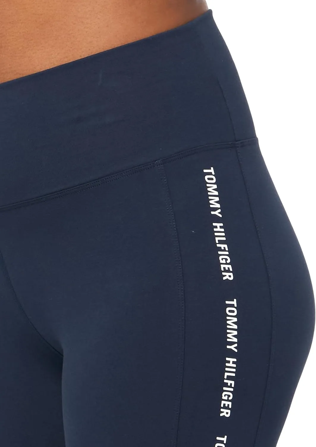 Tommy Hilfiger Women's Printed Color Block Detail Full Length High Rise Logo Legging