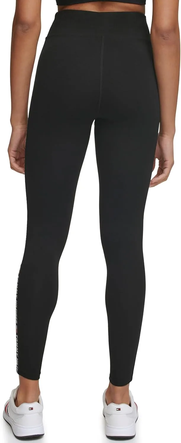 Tommy Hilfiger Women's Tape Detail Full Length High Rise Logo Legging
