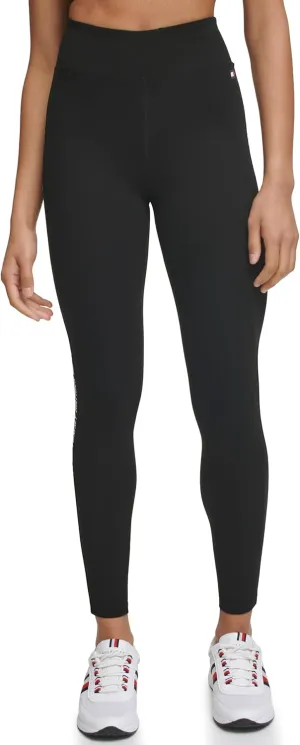 Tommy Hilfiger Women's Tape Detail Full Length High Rise Logo Legging