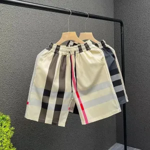 Trendy Plaid Board Shorts Quick Dry Loose Fit Beachwear Men's Summer Pants