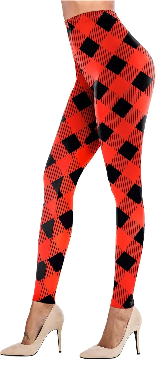 Uaderize Womens Ultra Soft Brushed Christmas Day Leggings Pants Ankle Length Black Deals Friday 2023 S-5XL