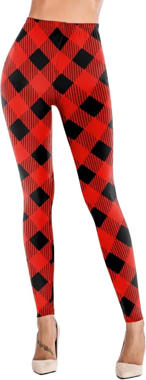 Uaderize Womens Ultra Soft Brushed Christmas Day Leggings Pants Ankle Length Black Deals Friday 2023 S-5XL