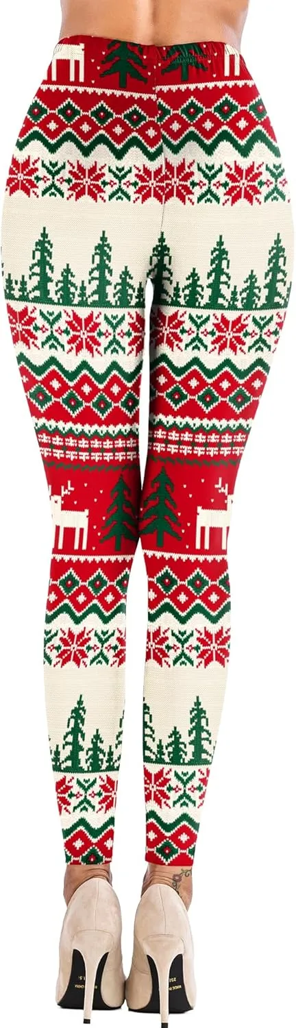Uaderize Womens Ultra Soft Brushed Christmas Day Leggings Pants Ankle Length Black Deals Friday 2023 S-5XL