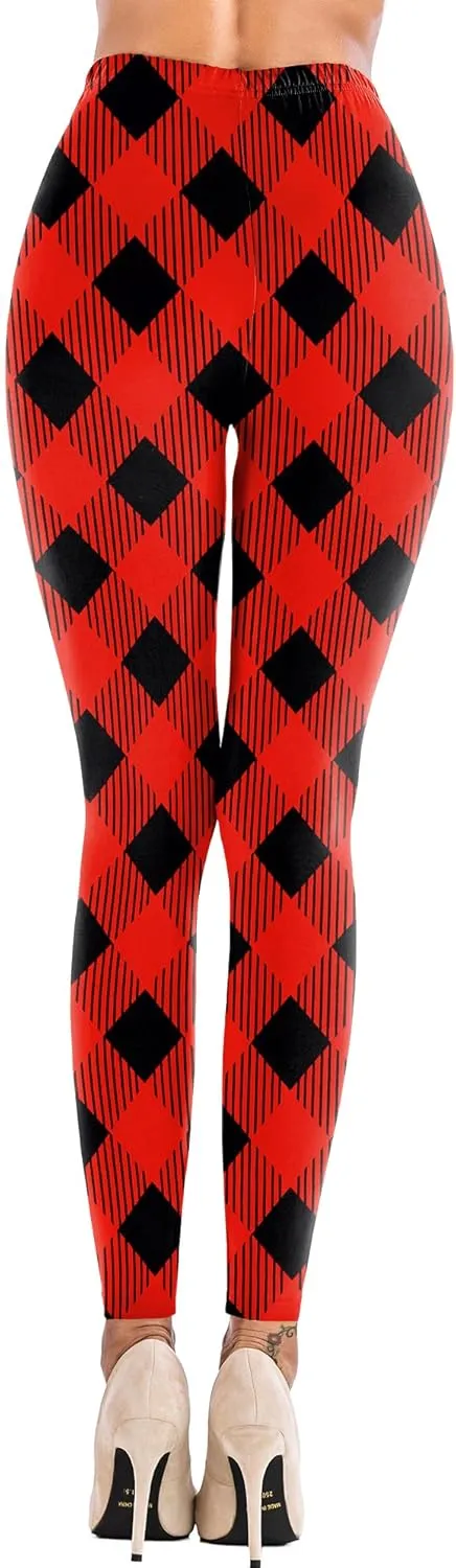 Uaderize Womens Ultra Soft Brushed Christmas Day Leggings Pants Ankle Length Black Deals Friday 2023 S-5XL