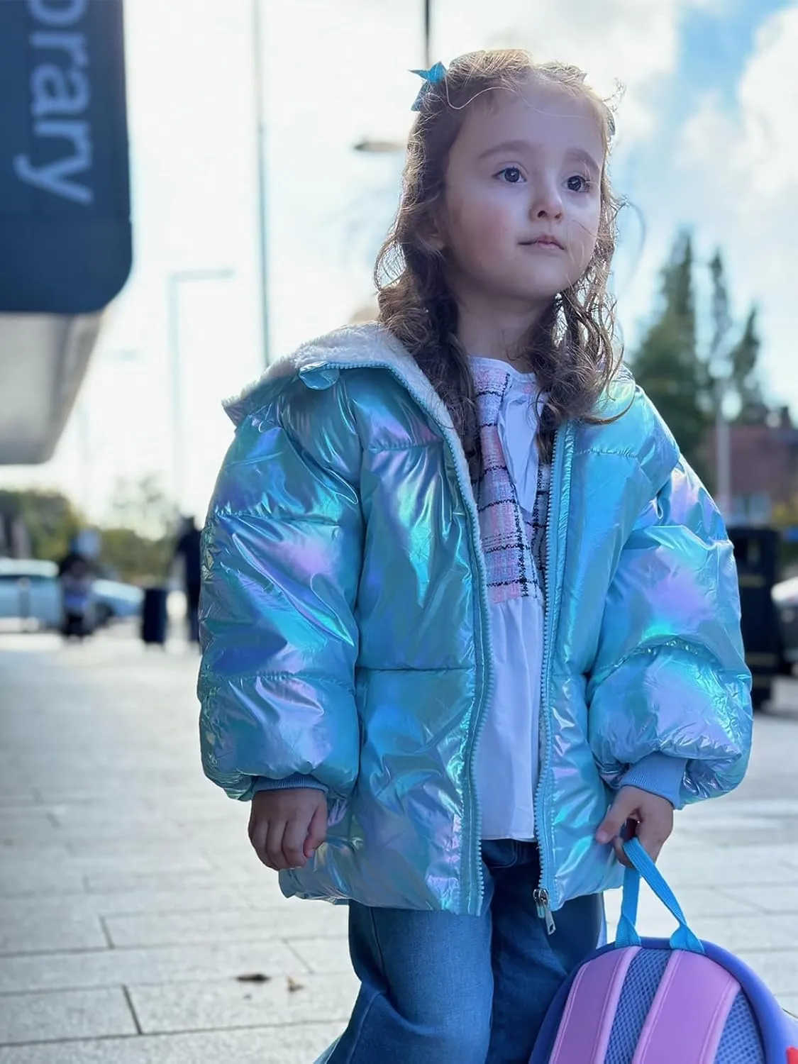 UNICOMIDEA Baby Girl Winter Coat Toddler Laser Jackets Warm Sparkly Outerwear with Hooded for 12M-5T