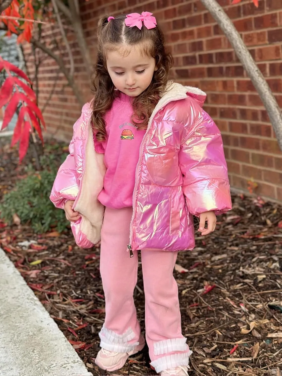 UNICOMIDEA Baby Girl Winter Coat Toddler Laser Jackets Warm Sparkly Outerwear with Hooded for 12M-5T