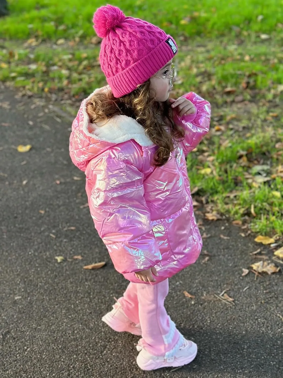 UNICOMIDEA Baby Girl Winter Coat Toddler Laser Jackets Warm Sparkly Outerwear with Hooded for 12M-5T