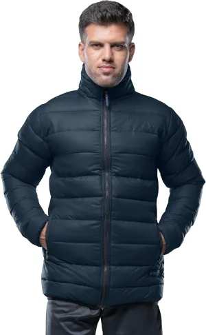 URBAN BUCK Mens Puffer Jacket Midweight Vicente Blue Winter Recycled Down Windproof and Water Repellent Men Hiking Coat ((L)