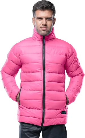 URBAN BUCK Mens Puffer Jacket Midweight Vicente Pink Winter Recycled Down Windproof and Water Repellent Men Hiking Coat ((M)