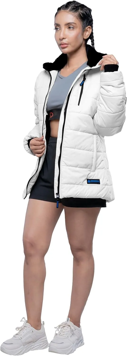 URBAN BUCK Womens Puffer Jackets Down Alternative Midweight Long Sleeve Windproof & Water Repellent Winter Azaria Women Coat